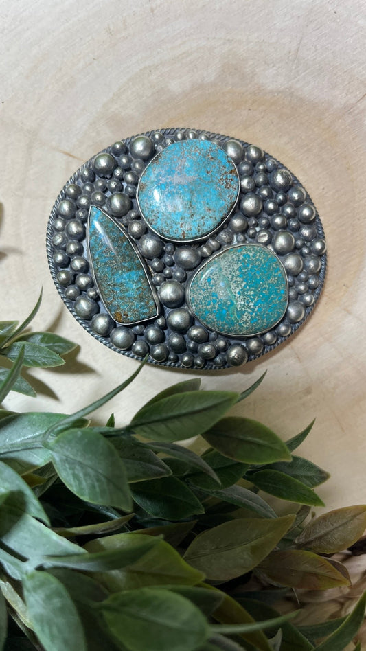 Sierra Nevada Turquoise 3 Stone Buckle - Sunset TQ Mountain