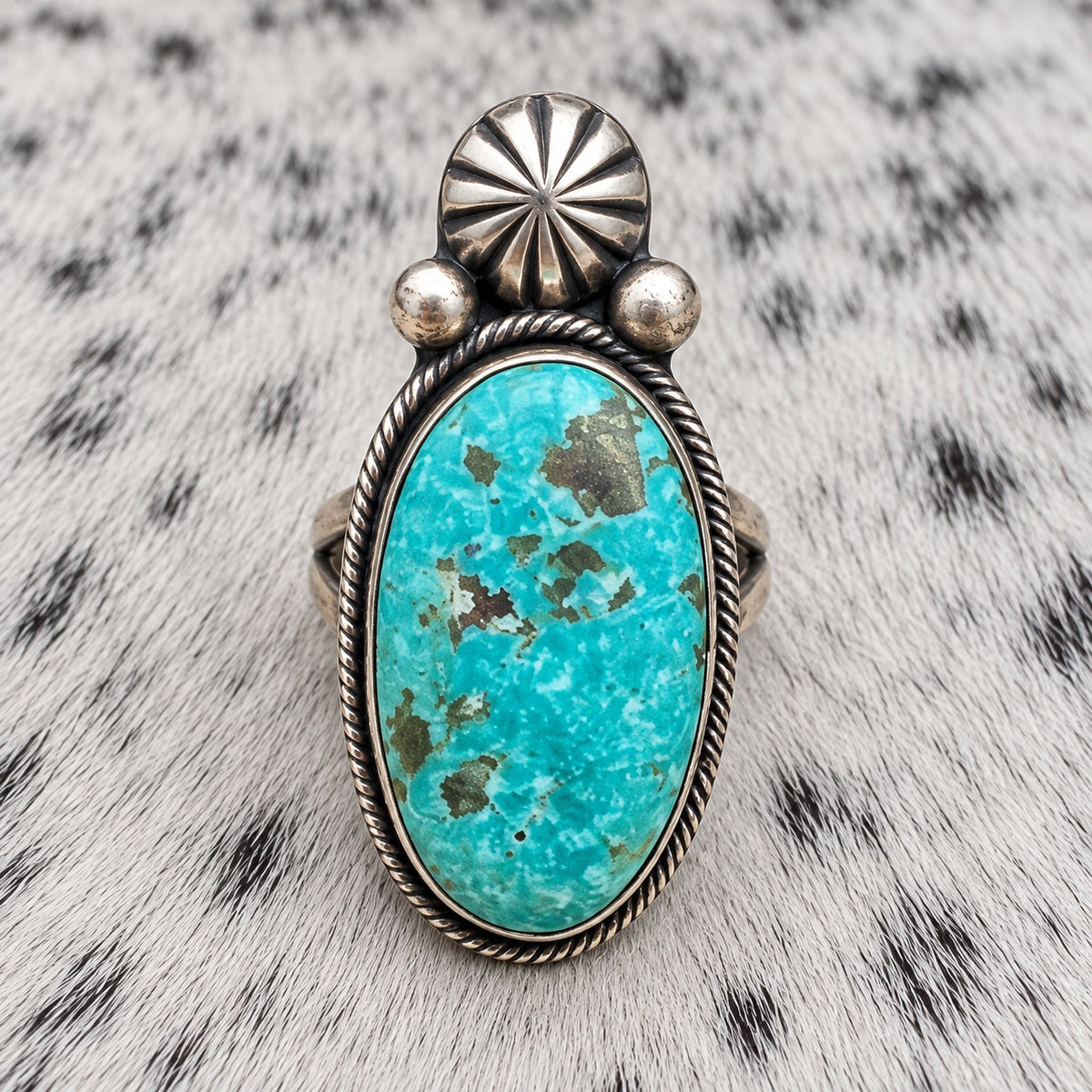 Sierra Nevada Turquoise Tear Ring — closeup