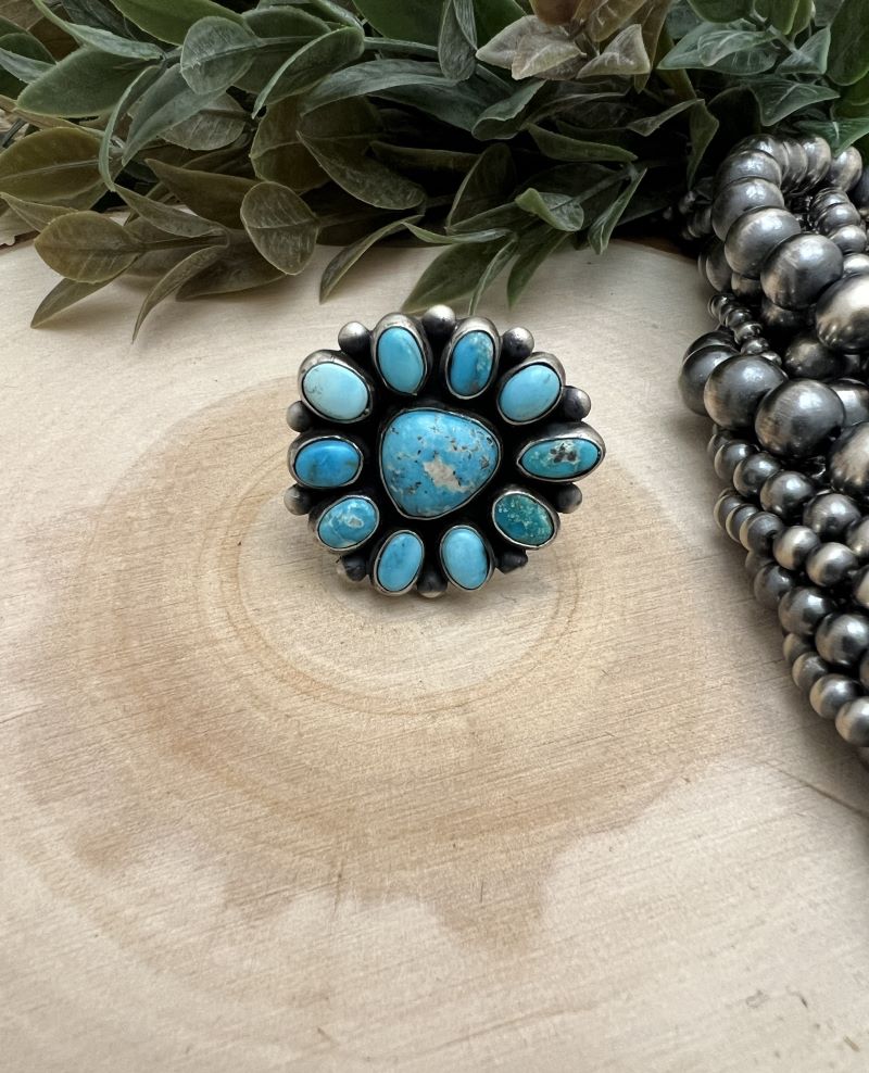 Sonoran Turquoise Cluster Ring - Sunset TQ Mountain
