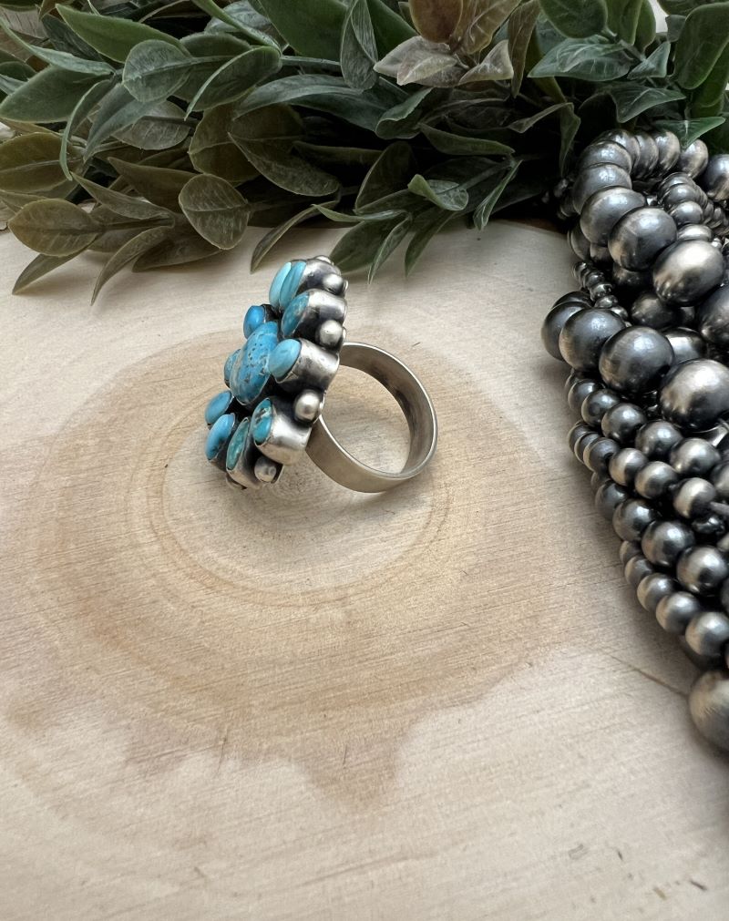 Sonoran Turquoise Cluster Ring - Sunset TQ Mountain
