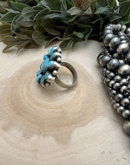 Sonoran Turquoise Cluster Ring - Sunset TQ Mountain