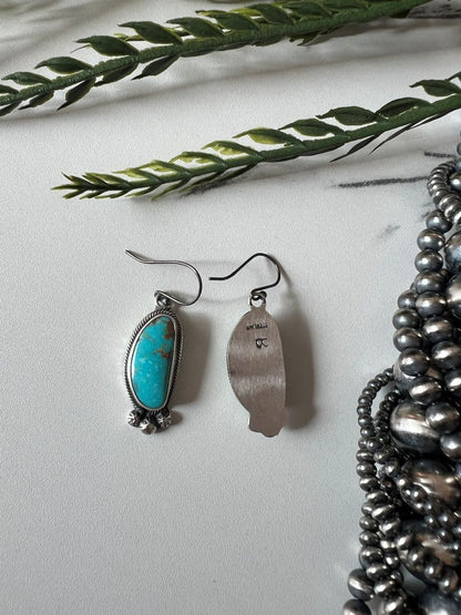Sonoran Turquoise Dangle Wire Earrings - Sunset TQ Mountain