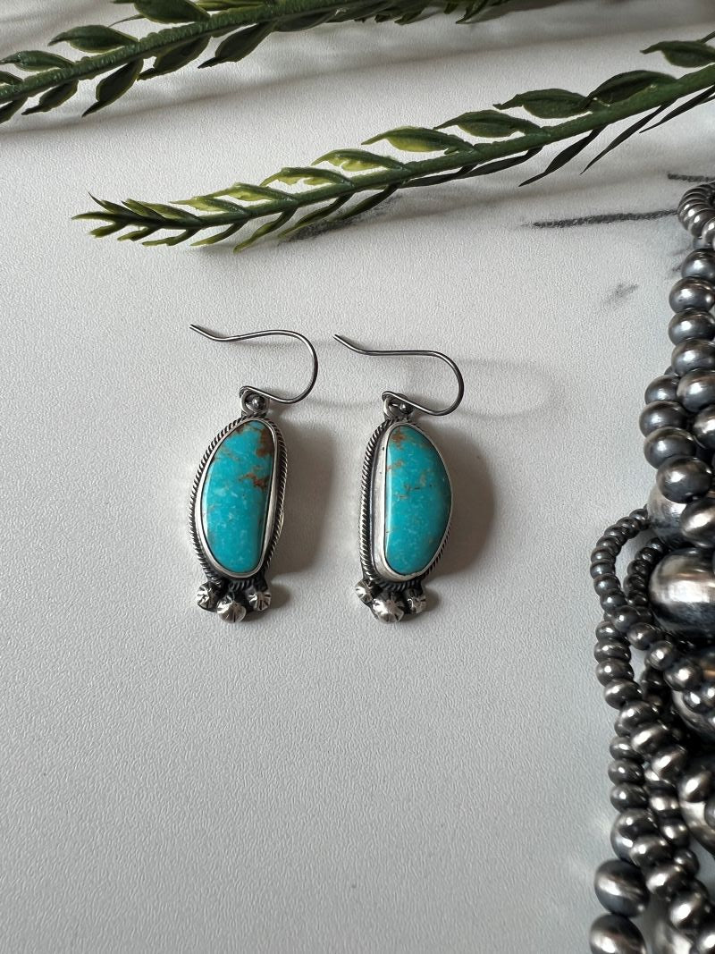 Sonoran Turquoise Dangle Wire Earrings - Sunset TQ Mountain