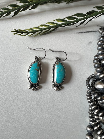 Sonoran Turquoise Dangle Wire Earrings - Sunset TQ Mountain