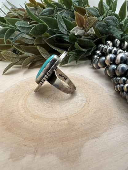 Sonoran Turquoise Oval Ring by Dan Benally - Sunset TQ Mountain