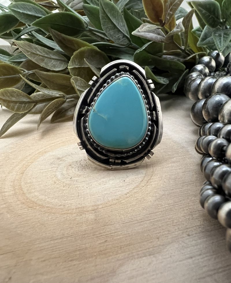 Sonoran Turquoise Tear Drop Ring - Sunset TQ Mountain