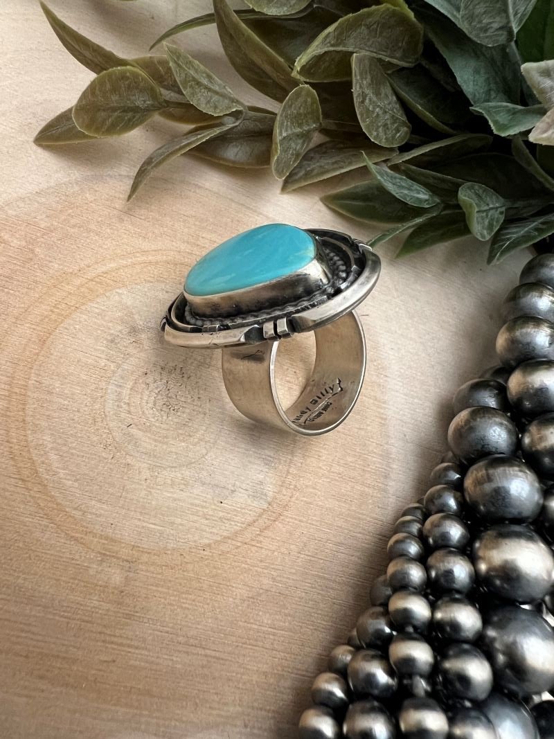 Sonoran Turquoise Tear Drop Ring - Sunset TQ Mountain