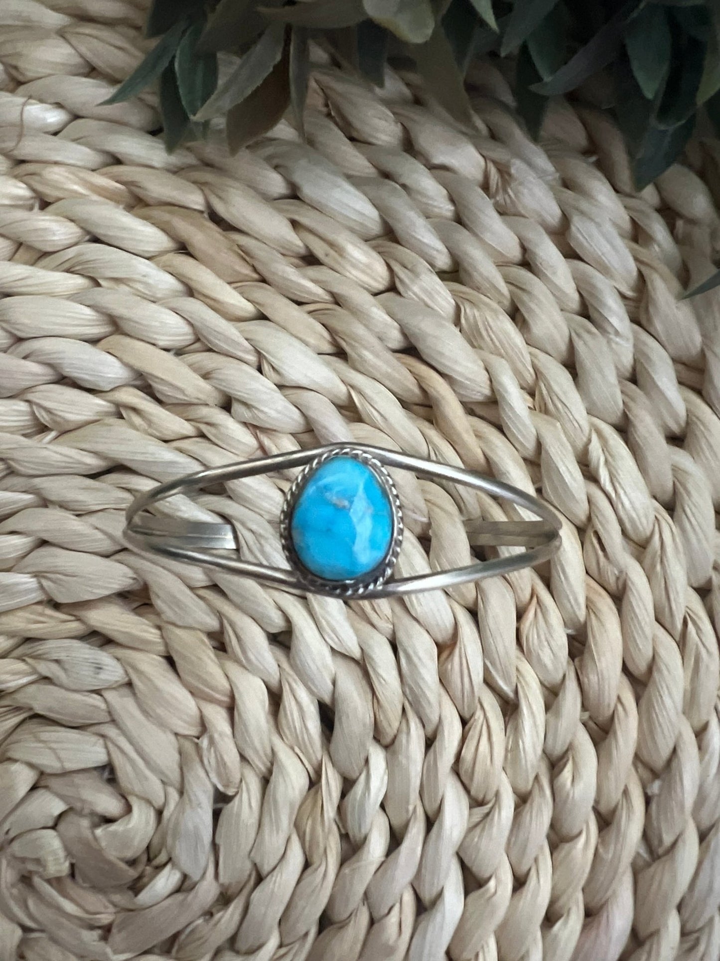 Susan Cooke Navajo Artist Turquoise and Silver Bracelet - Sunset TQ Mountain