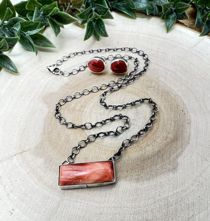 Susan Cooke Spiny Oyster Bar Necklace & Earring Set - Sunset TQ Mountain