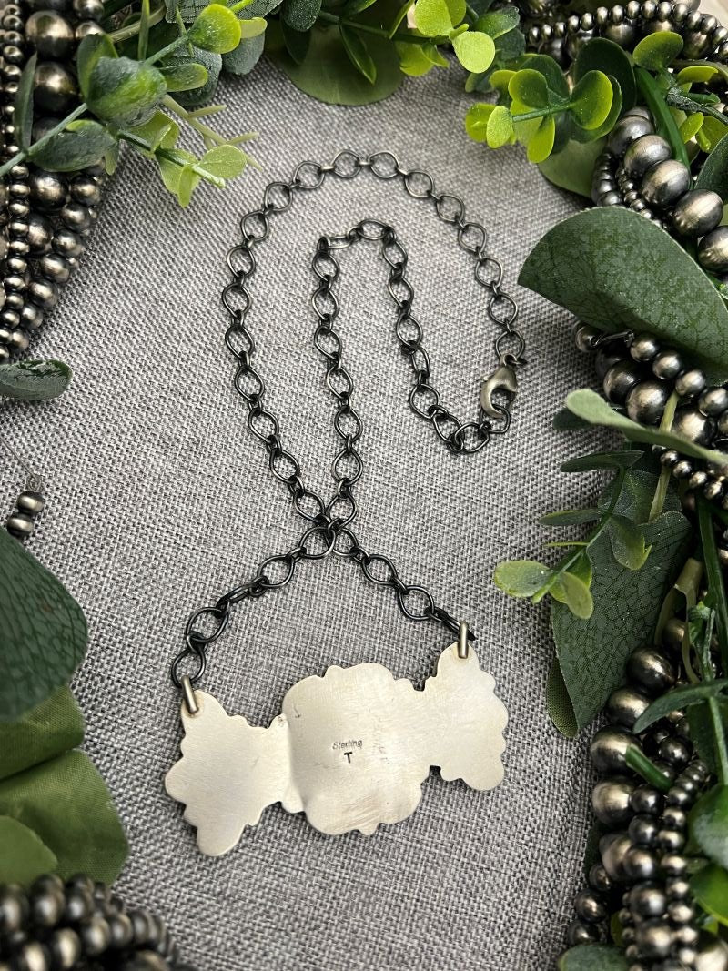 Theresa Smith 13 - stone Mixed Turquoise Mine 8 Bar Necklace - Sunset TQ Mountain