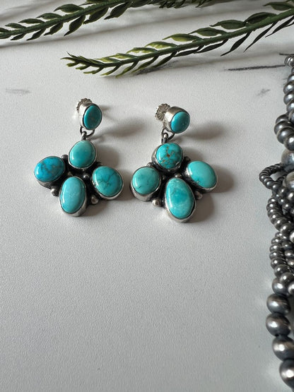Travis Jim 5 - stone Turquoise Dangle Earrings - Sunset TQ Mountain