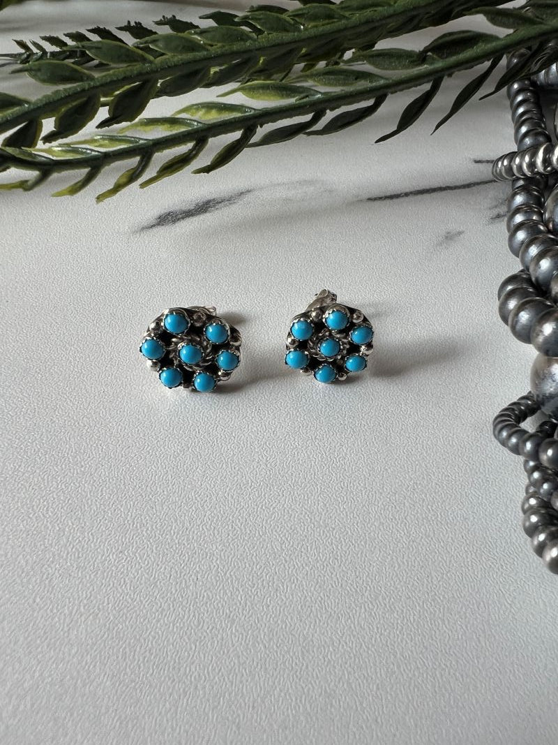 Turquoise 7 - stone Post Earrings - Sunset TQ Mountain