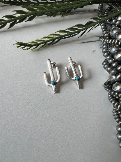 Turquoise Cactus Post Earrings - Sunset TQ Mountain