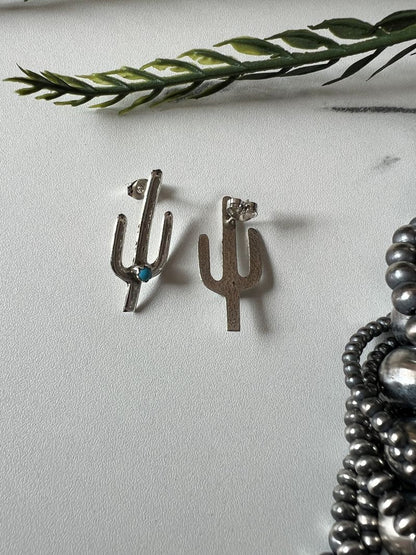 Turquoise Cactus Post Earrings - Sunset TQ Mountain