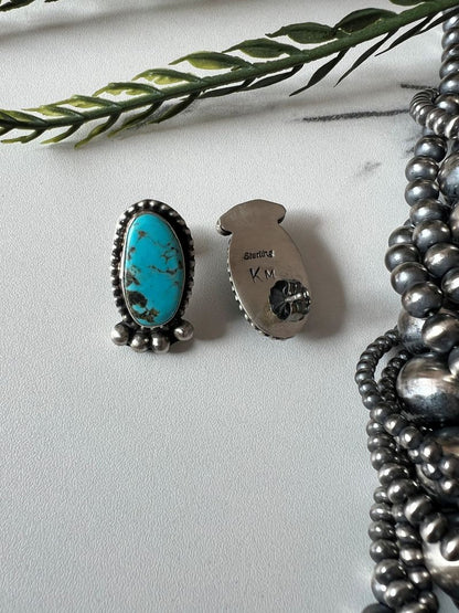 Turquoise Oval Post Earrings - Sunset TQ Mountain