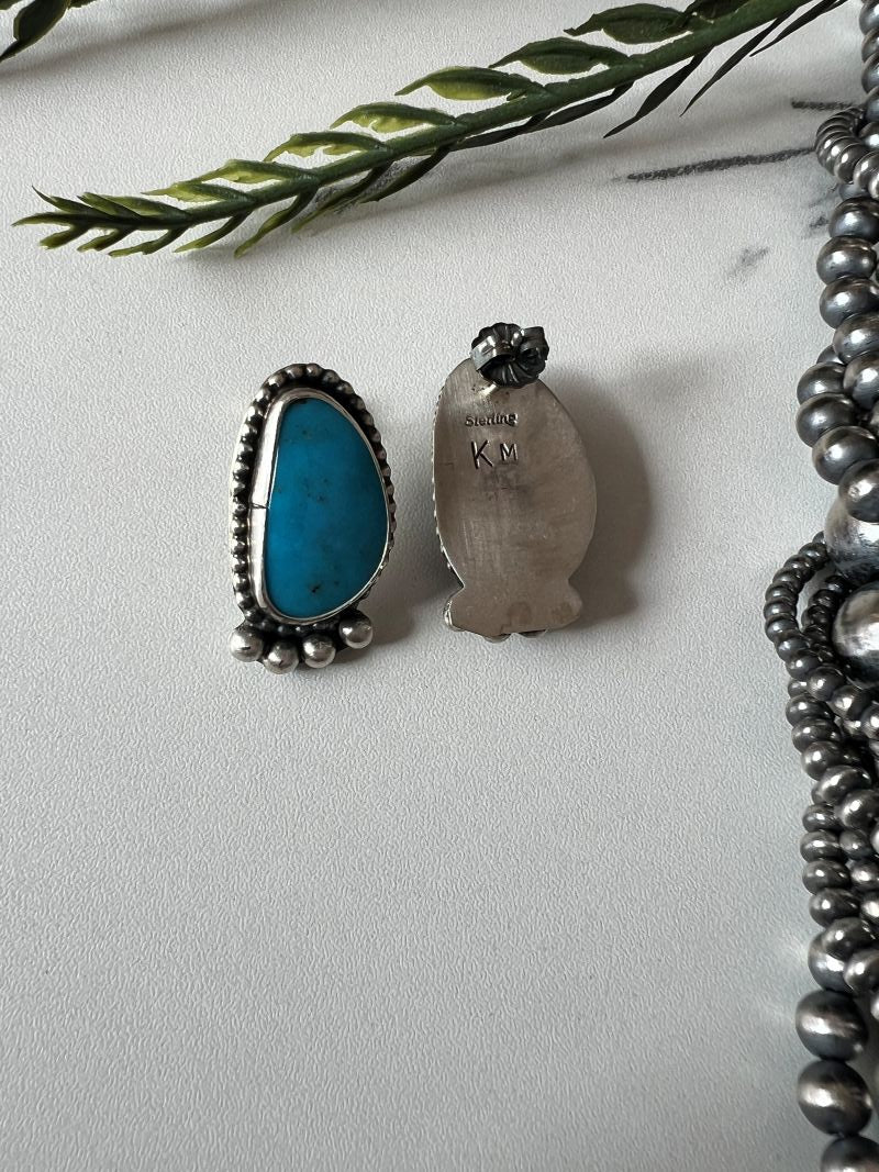 Turquoise Oval Post Earrings - Sunset TQ Mountain