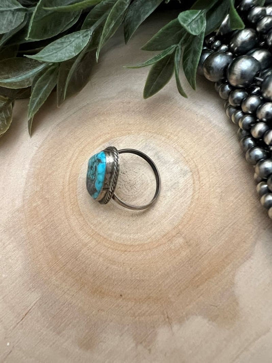 Unpolished Kingman Turquoise Ring by Susan Cooke - Sunset TQ Mountain