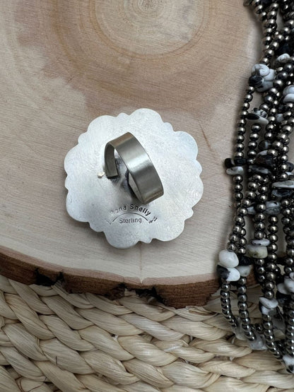 White Buffalo Cluster Rena Shelly Adjustable Rings - Sunset TQ Mountain