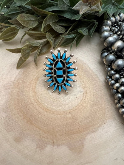 Zuni Needle Point Turquoise Ring - Sunset TQ Mountain