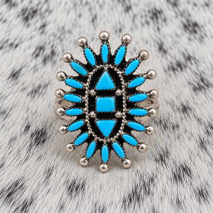 Zuni Needle Point Turquoise Ring — front