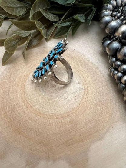 Zuni Needle Point Turquoise Ring - Sunset TQ Mountain